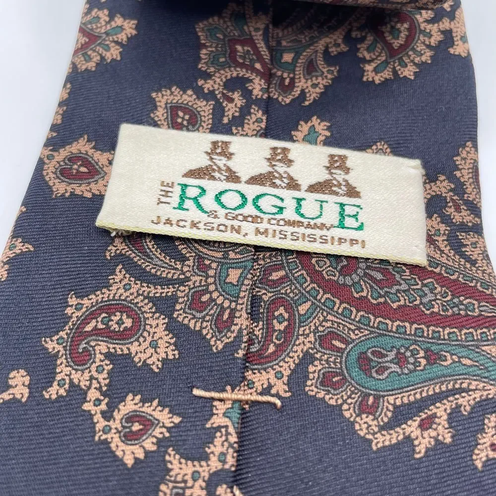 The Rogue and Good Company‎ Men's Blue Paisley Tie 100% Silk Jackson MS